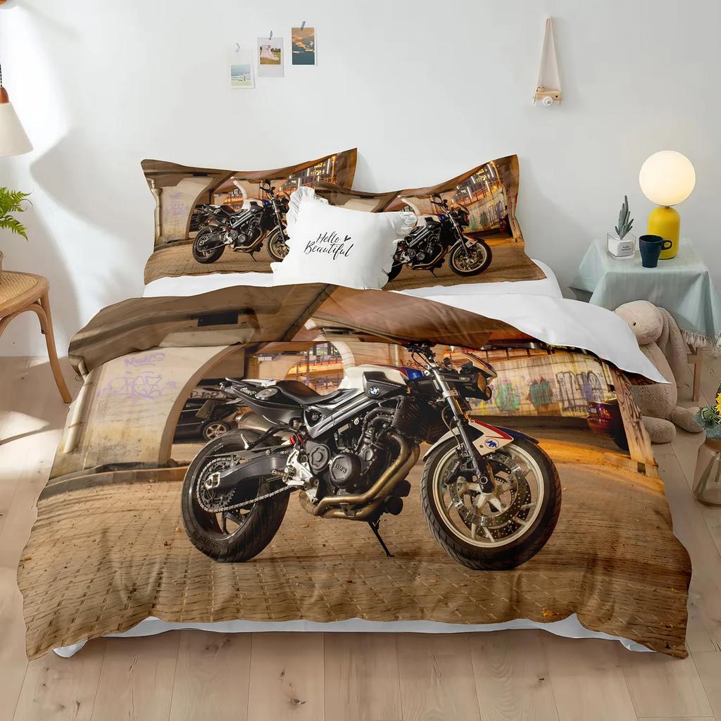 Dirt Bike Duvet Cover Racing Motocross For Teen Adult Motorcycle Rider Extreme Sports Theme For Bedroom Decorations Queen King
