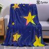 Blue Gradient Shooting Star Cartoon Anime Print Flannel Blanket Soft Warm Throw for Kids Bedroom Sofa Bed Christmas Office Car