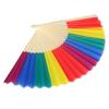 6Pcs 21CM Retro Style Handheld Fan Bamboo Frame Rainbow Folding Fan for Decoration