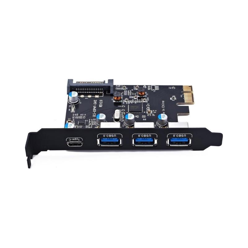 4-Port PCI-E To 1x Type-C 3x Type-A USB3.0 4-Port PCI-Express Pansion Card with Internal 19-Pin Connector