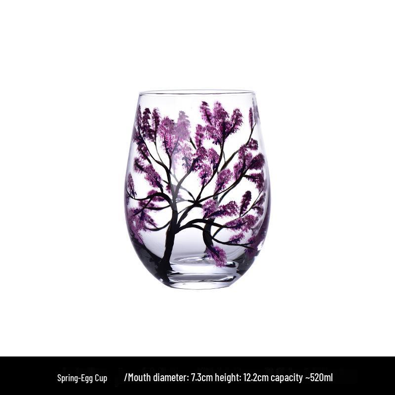 Hand-Painted Four Seasons Crystal Wine Goblet