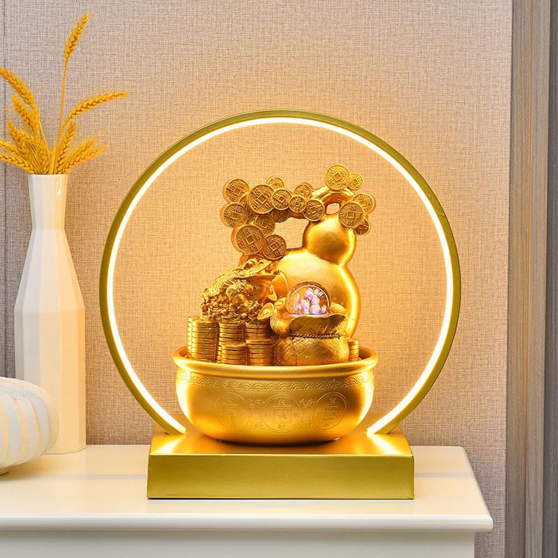 Exquisite Desktop Landscape Lamp with Lucky Cat, Money Tree, and Humidifier - Creative Gift Ornament