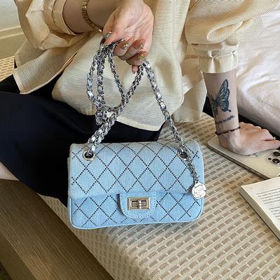 Borsa a Catena con Chiusura a Clip, Piccola Borsa Quadrata, Alla Moda Borsa a Spalla Singola o Tracolla, Piccola Borsa