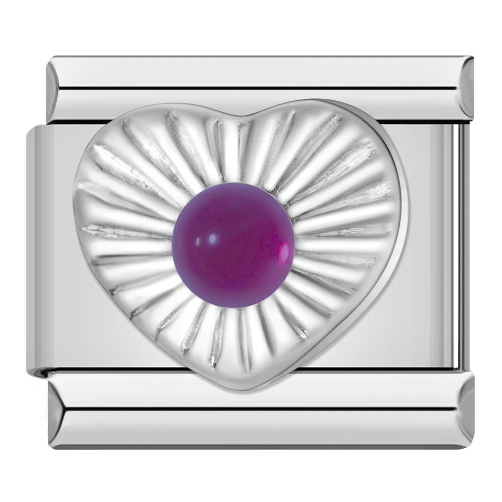 2023 Mode Herz Elliptische Rechteck CZ Charme Italienische Links Fit 9mm Armband Edelstahl Herstellung Von Schmuck DJ692