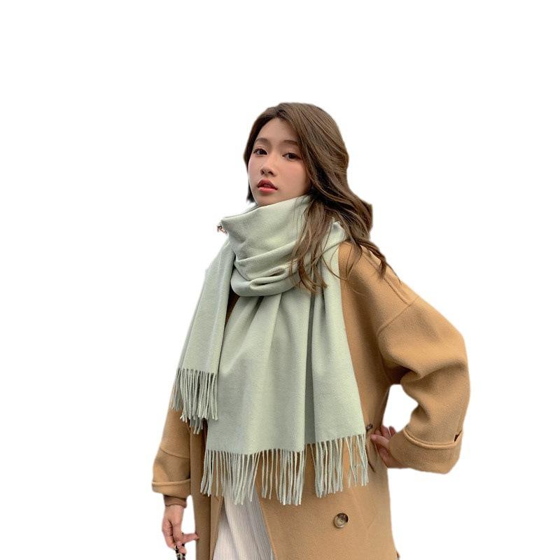 Cashmere Scarf Women'S Winter Thickened Solid Color Wool Scarf Versatile Shawl Men'S Autumn And Winter White Scarf