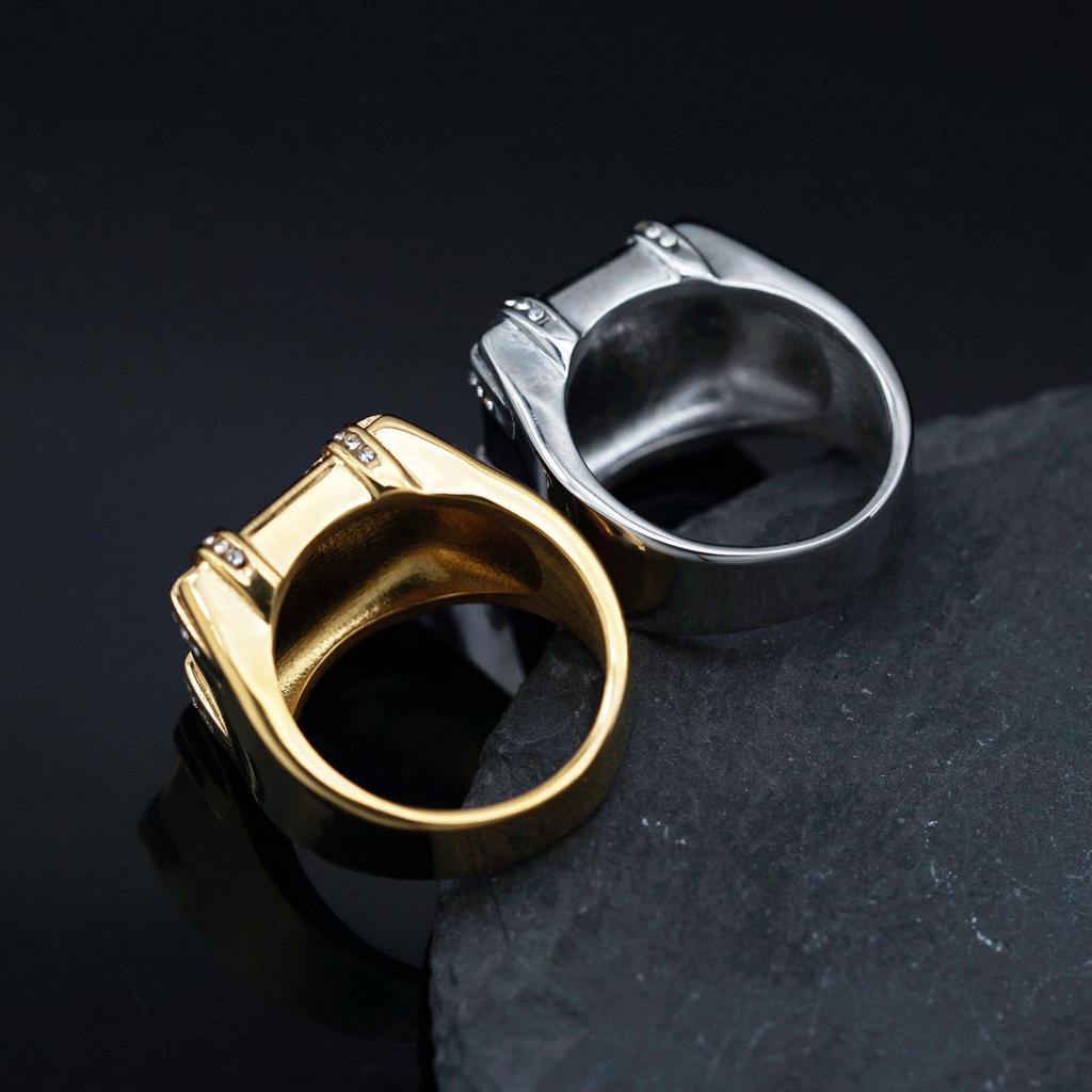 Stainless Steel Hip Hop Luxury Zircon Bling Iced Out Gold Silver Color Ring for Men Women Couple Boyfriends Gift Fashion Jewelry
