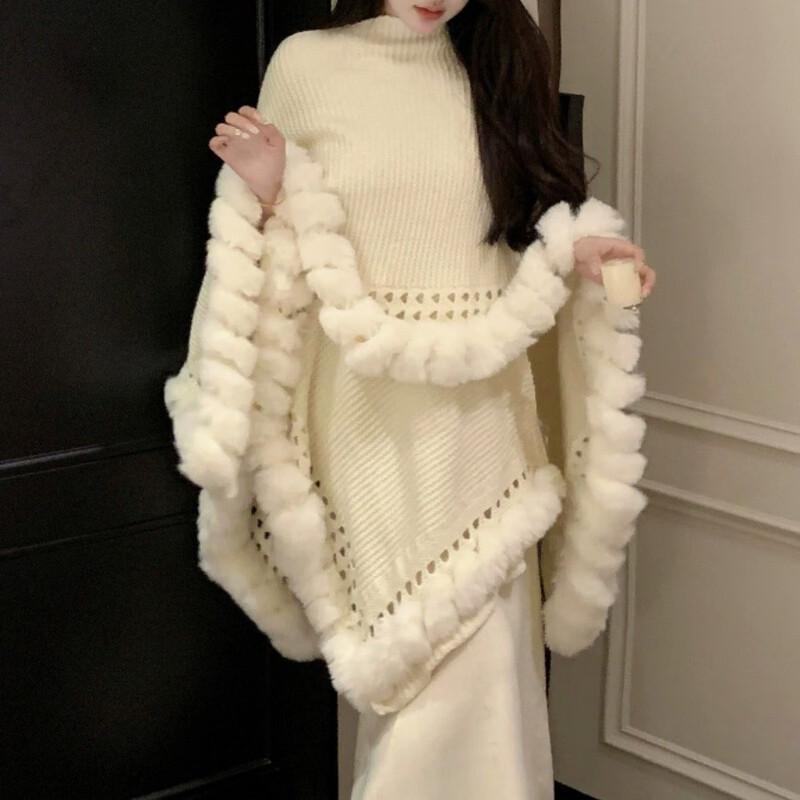 

Women s Oversized Fur Collar Cape Shawl