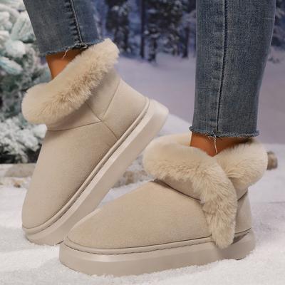 Fashion Fashion Faux Fur Slip On Snow Boots for Women Thick Sole Fluffy Plush Cotton Padded Shoes Woman Winter Comfort Warm Fuzzy Boots