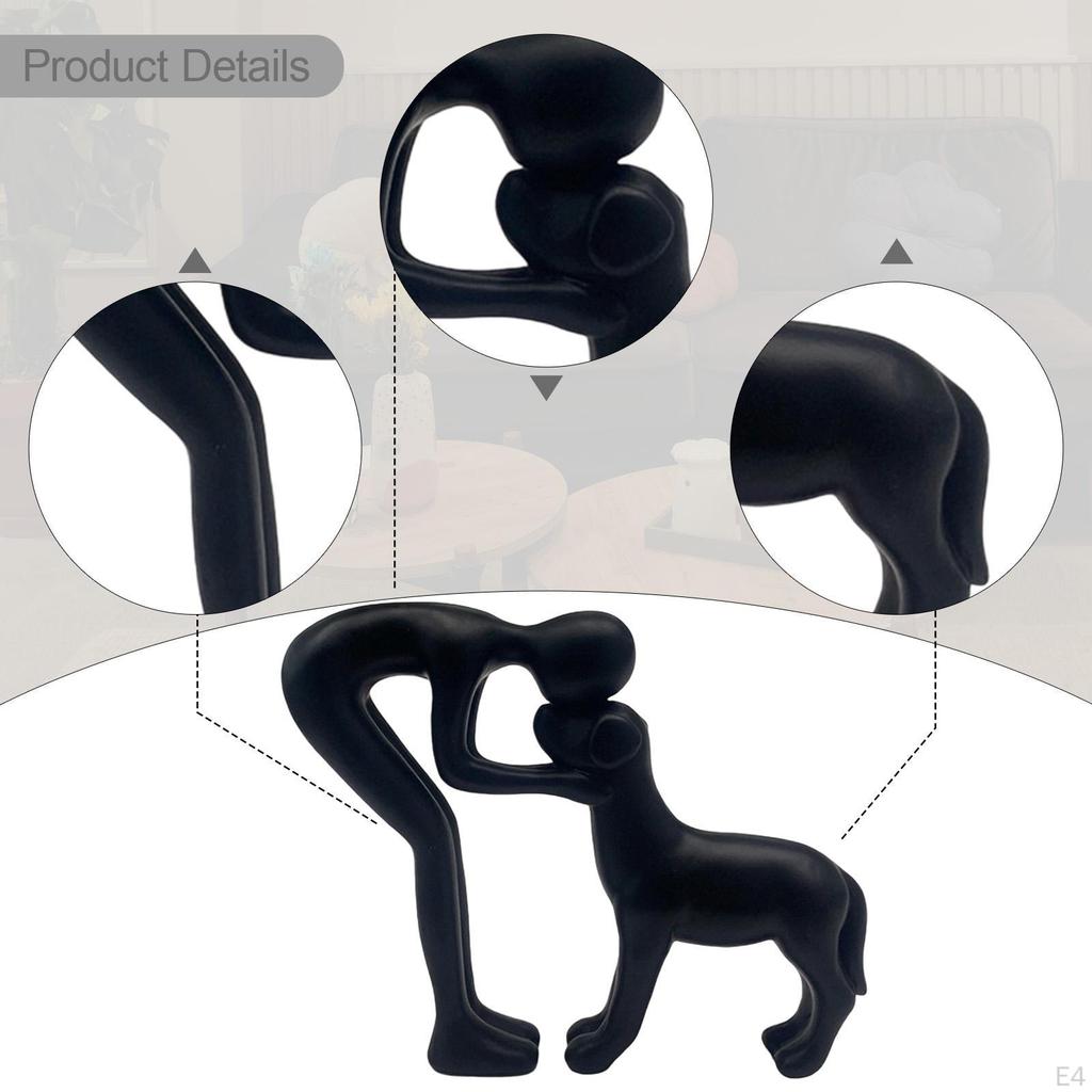 Human And Dog Figure, Resin Sculpture, Unique Gift for , Ornament, Statue Office, Party,