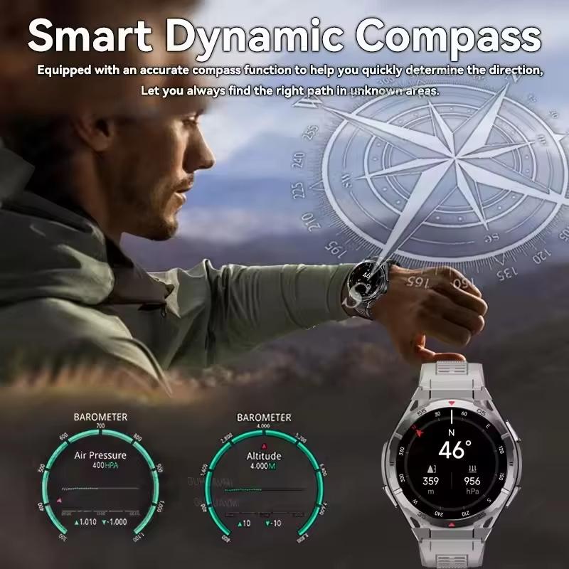 2025 Nuovo Smartwatch Sportivo GPS Uomo Schermo AMOLED HD 1,43 pollici Bussola Chiamata Bluetooth Frequenza Cardiaca Impermeabile smartwatch Per Android IOS