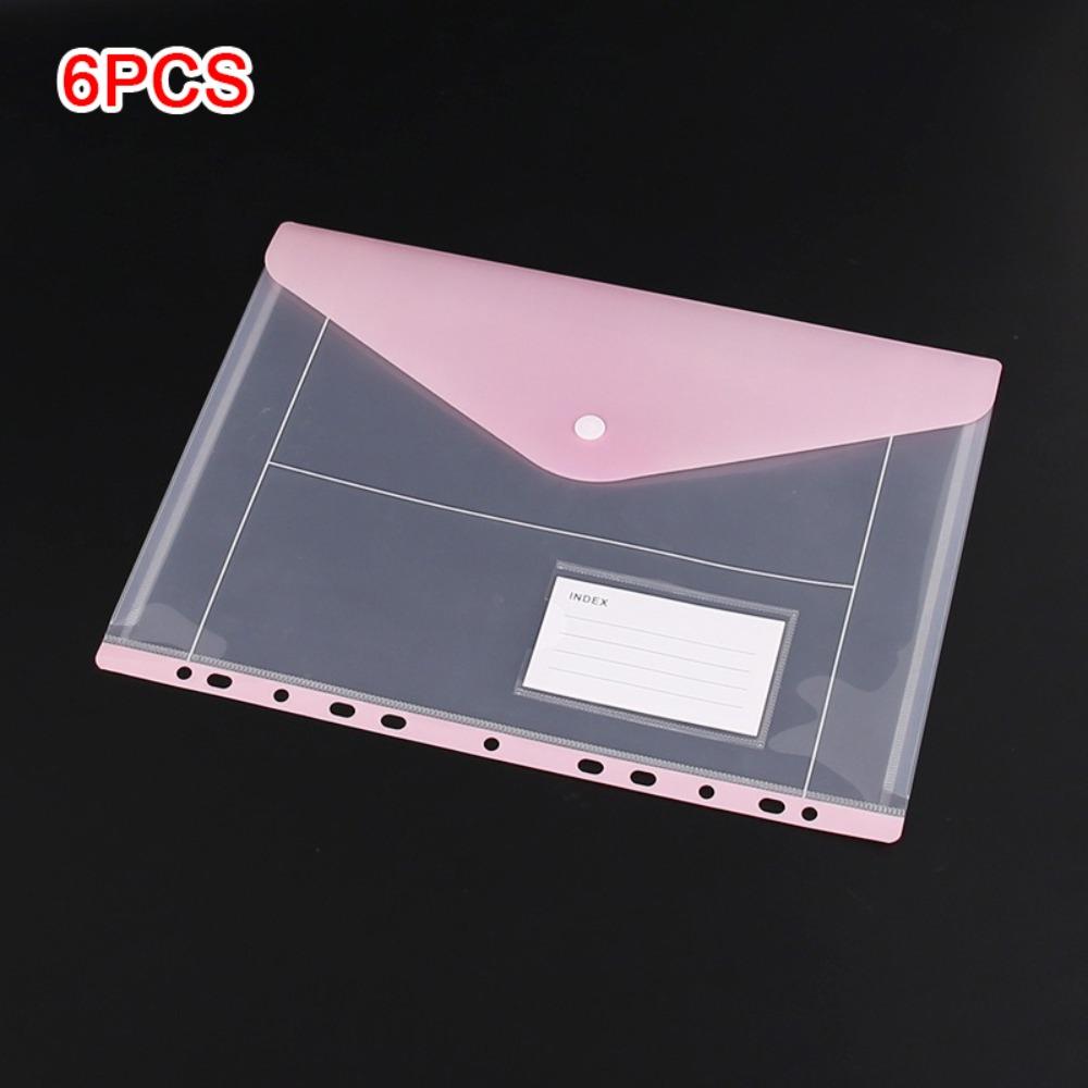 6 Pcs A4 Binder Pocket Plastic Label Loose-Leaf Perfect Punched Pockets School