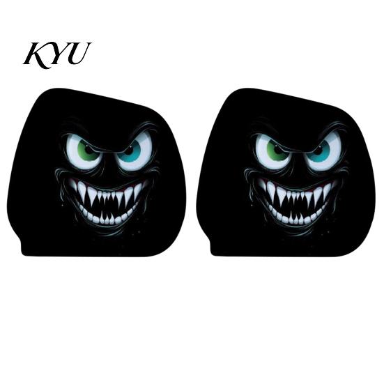 Universal Fit Vehicle Interior Decor Car Headrest Cover, Funny Horror Cartoon Print, Stretchy Seat Easy Install Sleeves Protector, Auto Decoration for