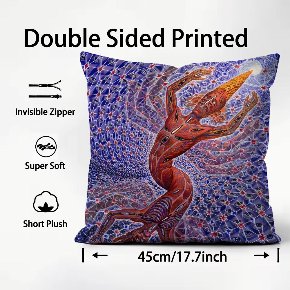 

AAlex Grey Trippy Psychedelic Cushion Cover Plush Fabric Soft DoubleSided Printed Sofa Warm Winter Home Child Gift Pillow Case 30x30cm