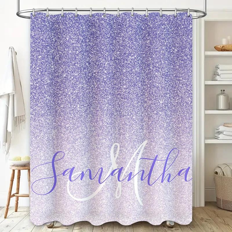 

Pink Gradient Shower Curtain With Custom Text Perfect For Bathroom Decor W60H190(CM)-1 Pcs
