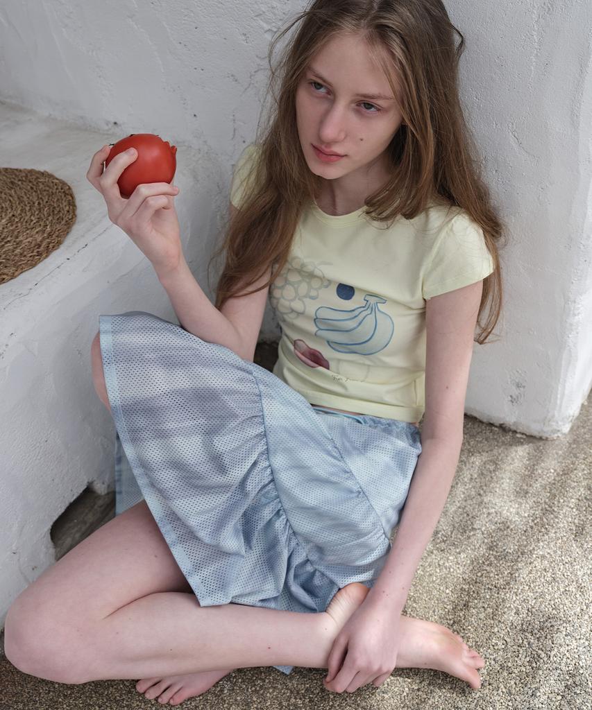FUNFROMFUN Fruit Basket Tee, Lime Milk