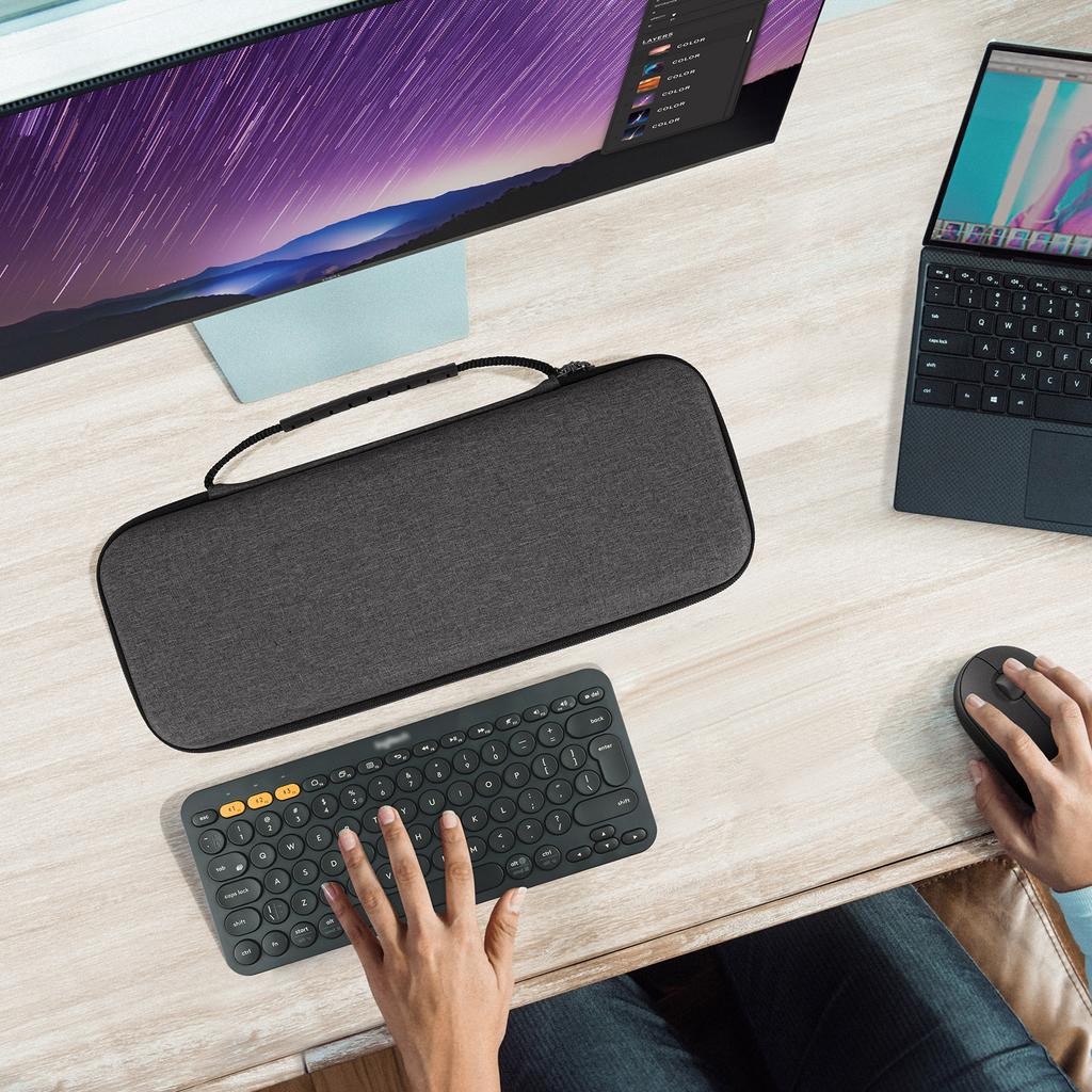 Geekria Hard Case Compatible with Logitech K380 + M355, Protective Travel Bag for Small Compact Keyboard