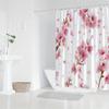 1pc Elegant Cherry Blossom Shower Curtain - Pink floral pattern on white background, polyester fabric, machine washable