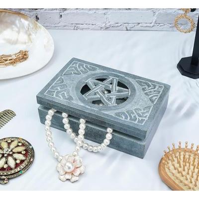 Crocon Star of Devid Symbol Design Jewellery Box Handcrafted In India Stone Jewellery Storage Organizer Store Precious Jewellery :- (15 X 10 X 4.5)