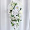 Water Drop Shape Bouquets Artificial Wedding Flowers Bridal Shower Bouquets for Special Occasion