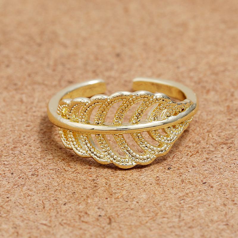 Niche design Mori feathers rose gold ring women's light luxury cold wind versatile simple personality live ring