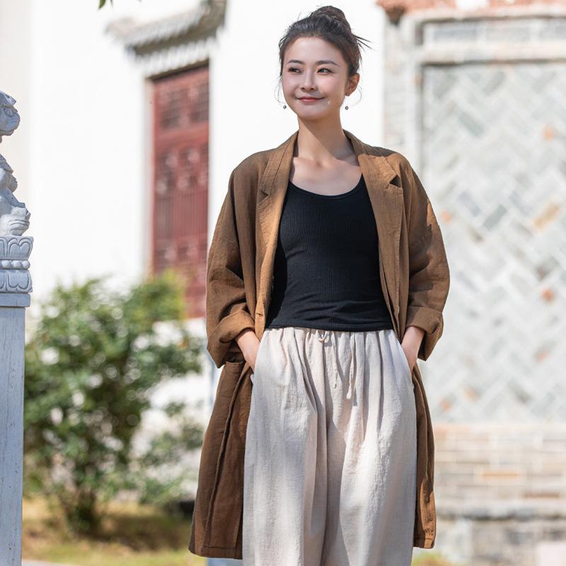 Women's Vintage Cotton-Linen Loose Lapel Shirt - Artistic Casual Style