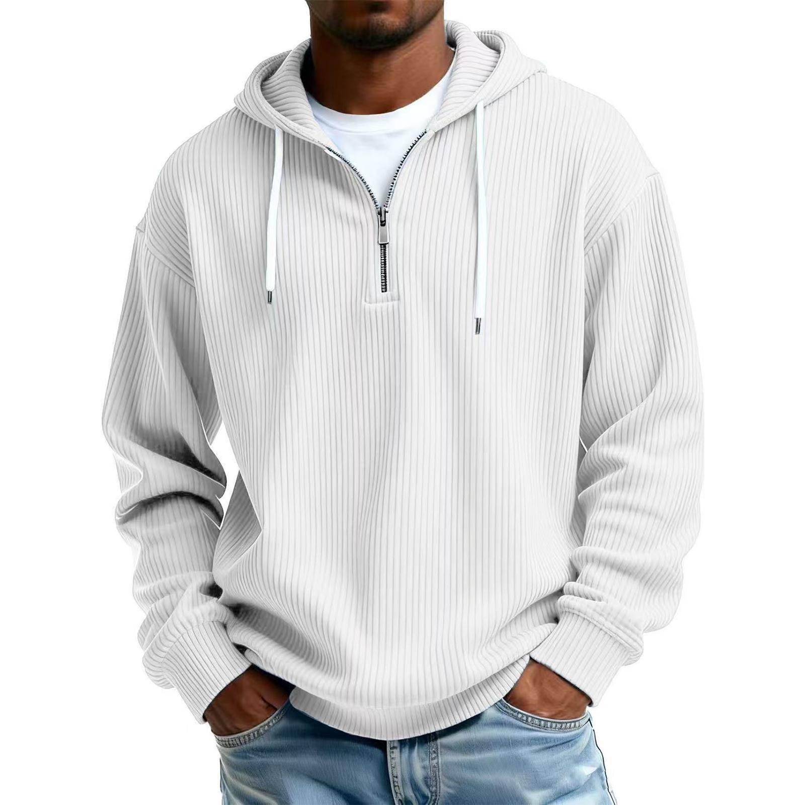 

Men s Casual Solid Color Zipper Long Sleeve Hooded Sweatshirt, Everyday Zipper Casual Long Sleeve T-Shirt XL белый