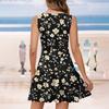Ladies Casual Fashion V-Neck Sleeveless  Print Dress