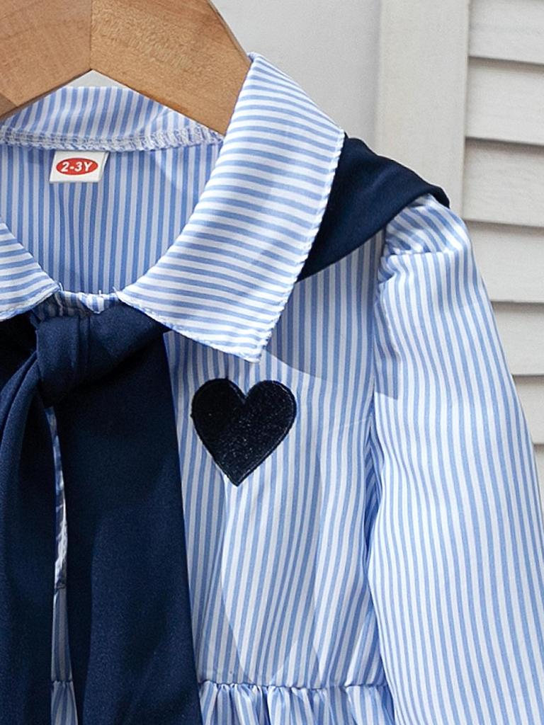 2025 Autumn Girls' Two-piece Set: Turn-down Collar Shirt Dress with Casual Small Shawl