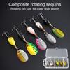 10Pcs 7.5CM/3G Spinner Blade Lure with Hook Feather Hard Metal Spinnerbait Rotating Sequin Lure Saltwater Freshwater Walleye Bass Fishing Accessories