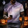 Men's Short Sleeve Halloween Print Shirt for Casual Wear and Halloween Parties