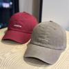 Autumn washed soft top simple small letter young students baseball cap street travel versatile face small curved brim hat