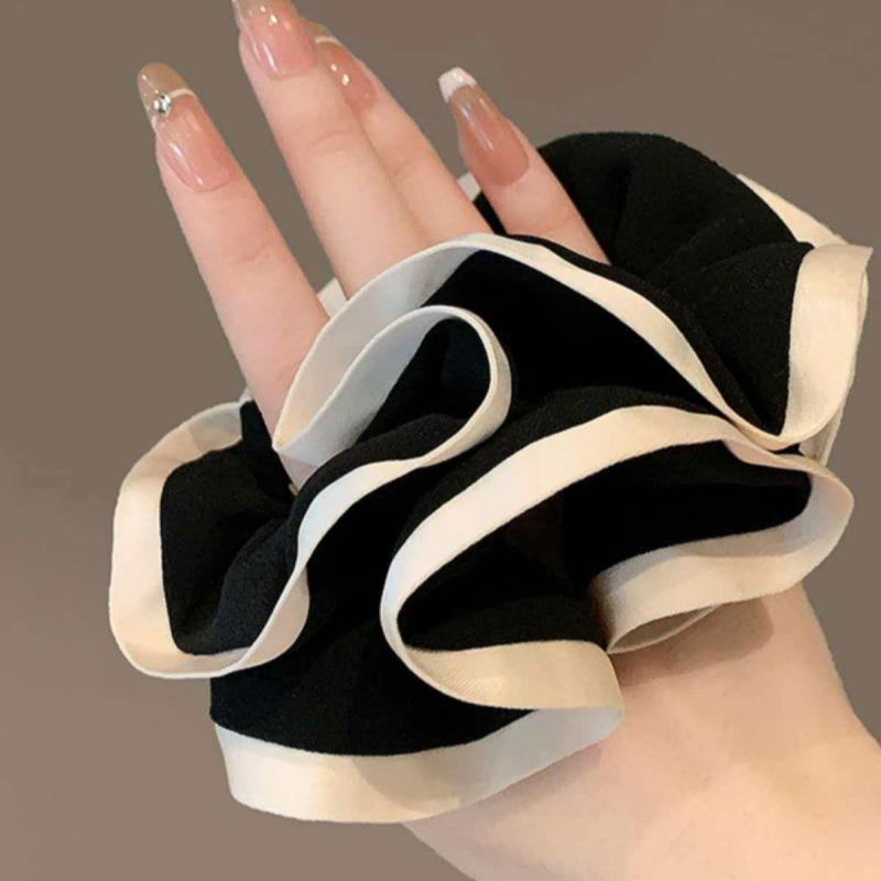 French Chic Cloud-Like Versatile Color Block Hair Ring for Bun & Ponytail
