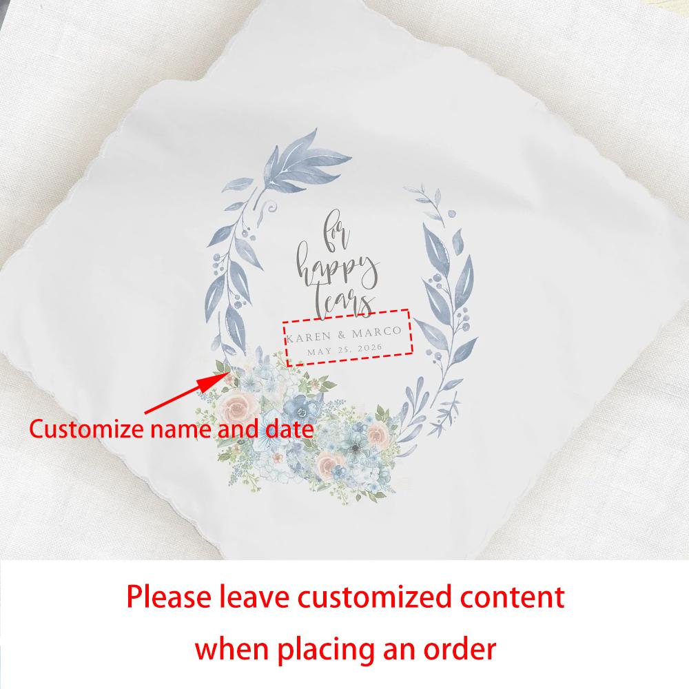 

Индивидуальный носовой платок для жениха и невесты Свадебный подарок Счастливые слезы в день свадьбы для мамы Свадебный сувенир Мальчишник Девичник 1pcs 32x32cm