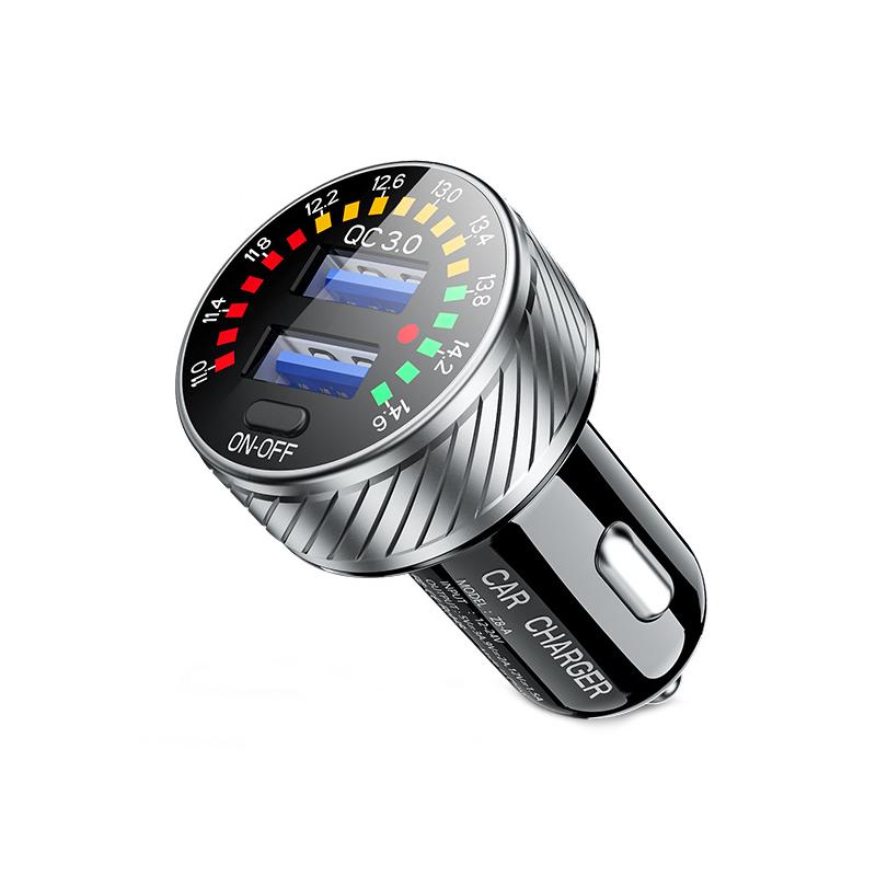 12 24V Dual USB Car Charger QC 3.0 Waterproof 18W Fast Charging Marquee Light LED Voltmeter ON OFF Switch Car-charger Adapter