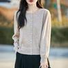 Autumn & Winter Round Neck Wool Cardigan - Women's Loose Knit Jacket, Long Sleeve, Short Style Top