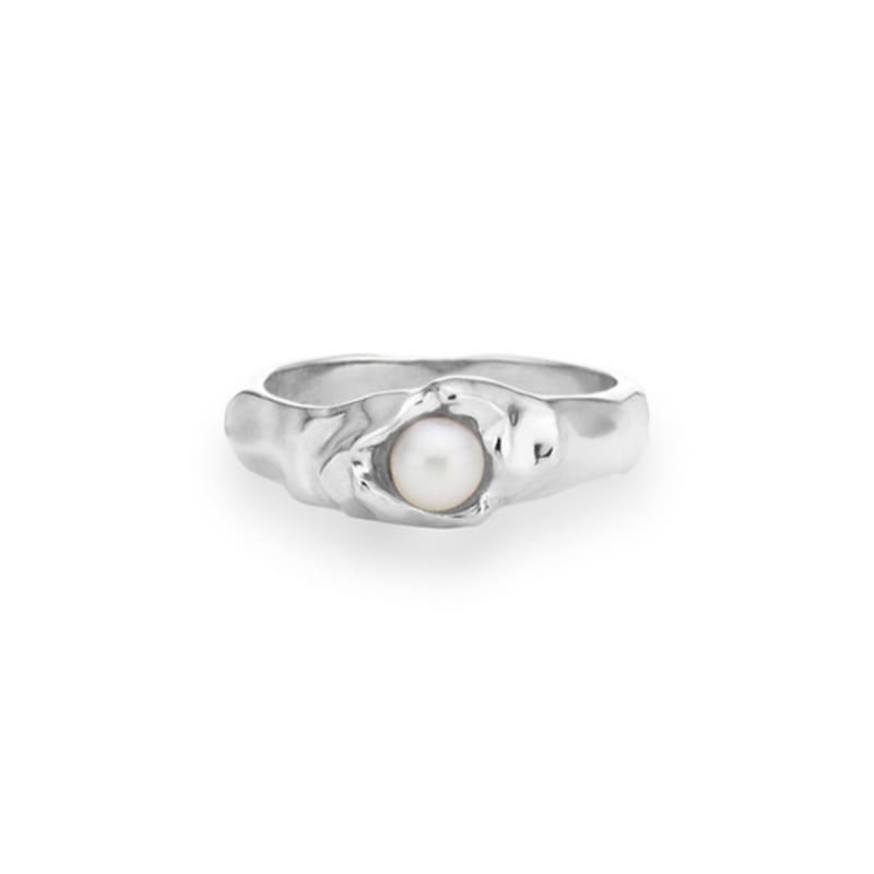 POPPI Silver pearl wave ring