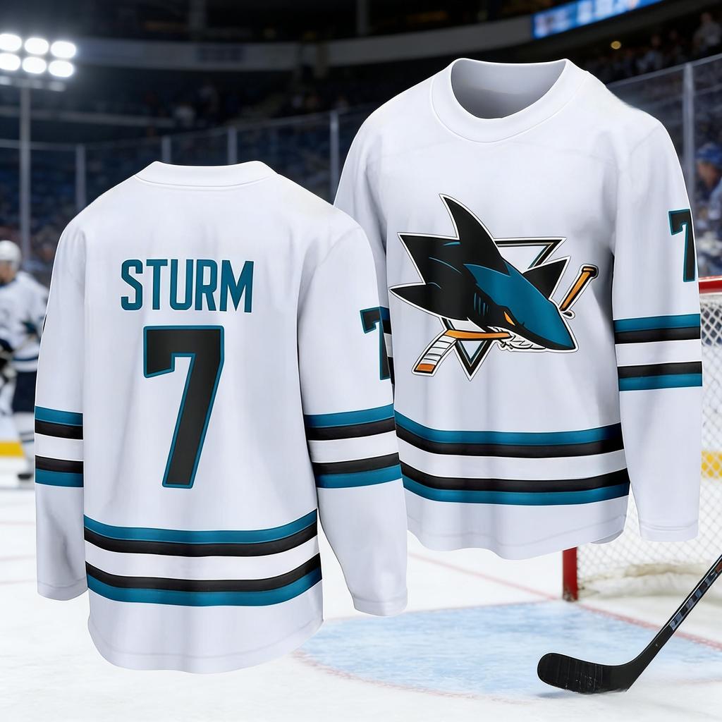 Maglia Sportiva da Hockey su Ghiaccio più Venduta 2026 Uomo Serie Squalo Stampata 3D Traspirante Asciugatura Rapida Bianco Manica Lunga Top Bambini