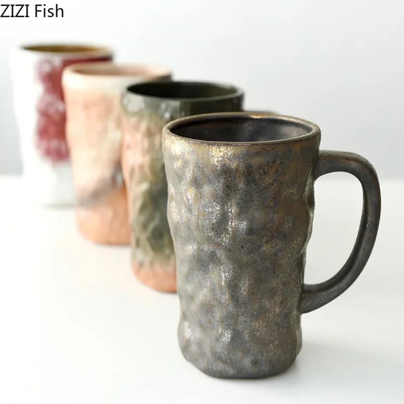 Classical Coloured Mug 620ml Ceramic Cup&saucer Dining Table Coffee Cup Milk Tea Mugs Afternoon Tea Teacup Fruit Juice Container