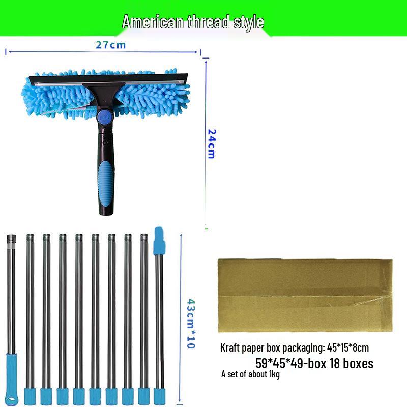 Dual-Sided High-Rise Window Cleaning Squeegee: Efficient Glass Cleaner for Easy Two-in-One Use