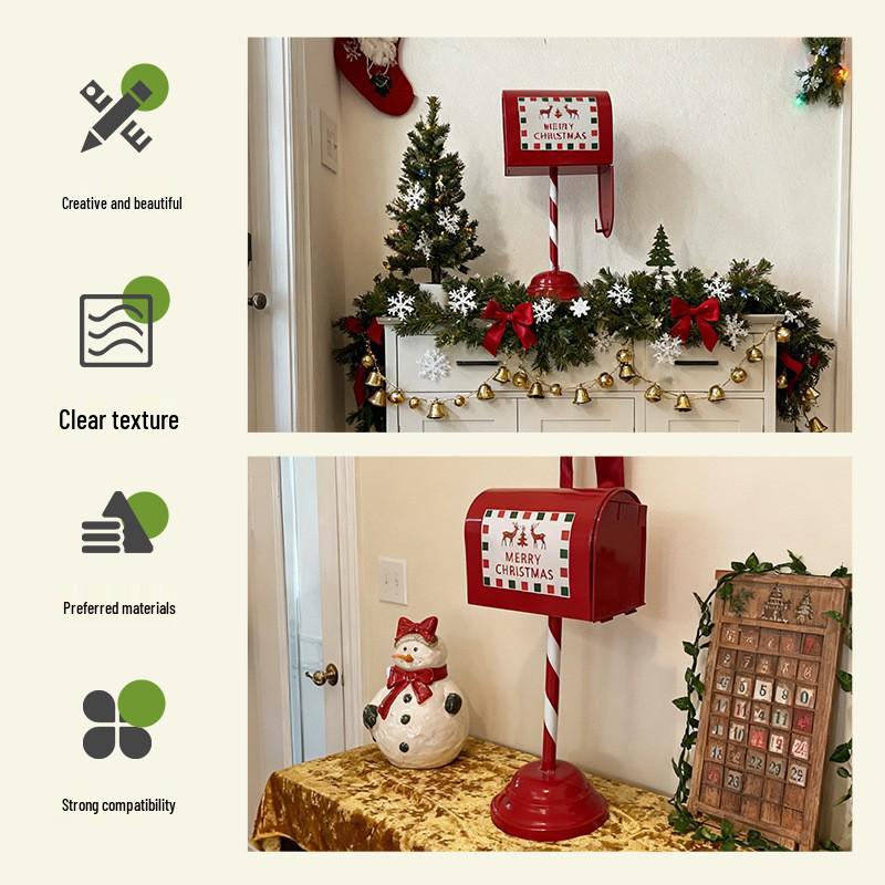 Iron Art Christmas Mailbox Ornament - Festive Indoor Decoration and Gift Stand