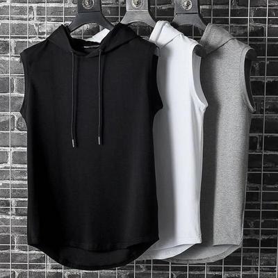 Letnia męska kamizelka z kapturem dla mięśni bez rękawów kulturystyka siłownia trening Fitness koszula wysokiej jakości kamizelka bluza hip-hopowa męskie topy