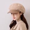 Retro octagonal hat women's autumn and winter versatile leather brim hat modified face shape thin women's hat supports mixed batch