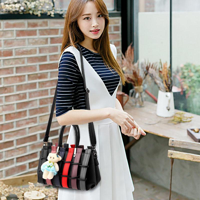 Fashion Classic Colorblock Braided Design Trendy Elegant Weaving Satchel Tote Bags For Women Handbag Mom Shopping Crossbody Shoulder Bag