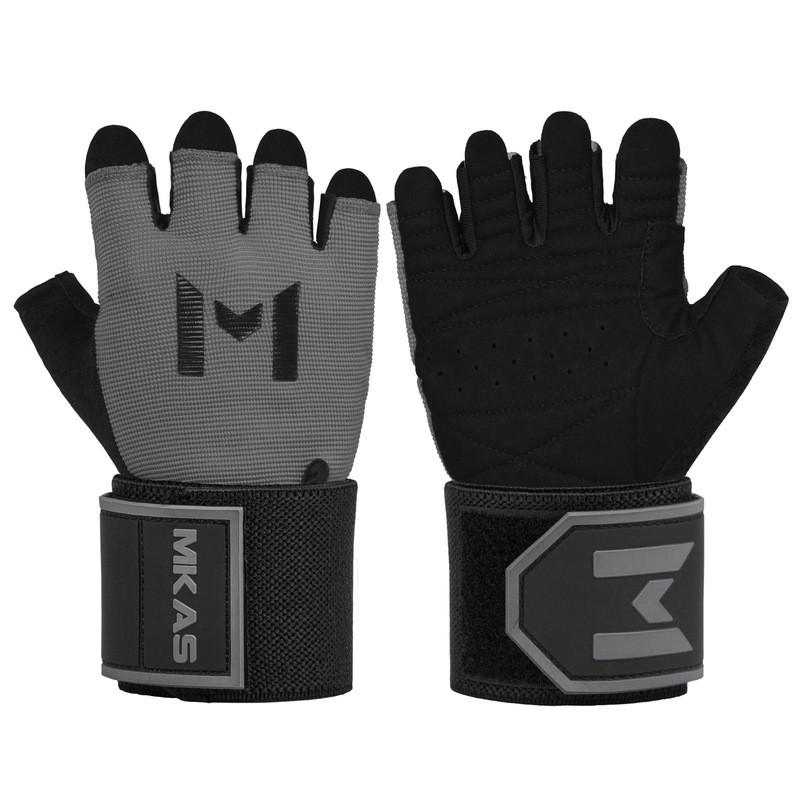 Mens Half-Finger Gym Gloves With Wrist Support Breathable Workout Weightlifting Pull-Up Anti-Slip Callus Protection Gray