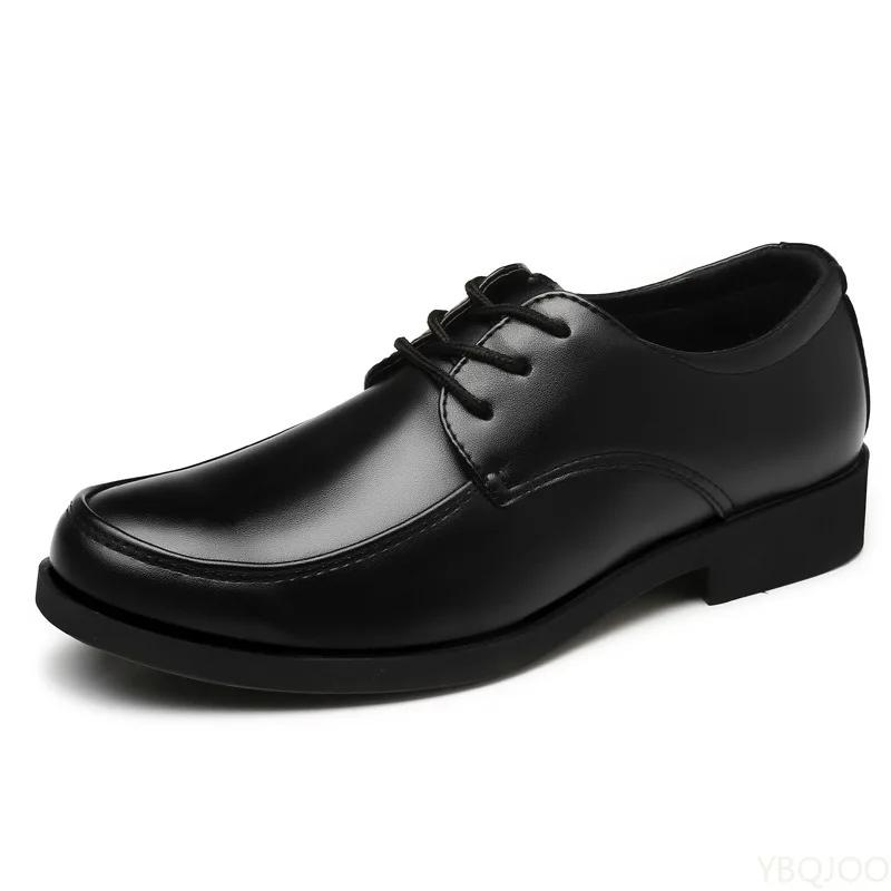 New Men's business Shoes Round headed formal leather shoes Black casual work shoe Non slip lace up Male Loafers Zapatos Homme