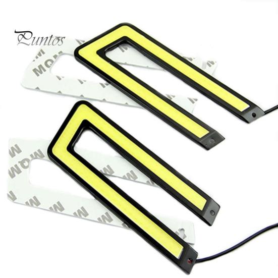 2 szt. Białe światło do jazdy dziennej LED COB 6000K DRL Reflektor w kształcie litery U Lampa przeciwmgielna