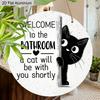 2D Flat Aluminium Bathroom Sign with Black Cat Pattern - Funny Decorative Sign & Plaque - Ideal for Bathroom Wall Decoration - Home Hanging Decor for