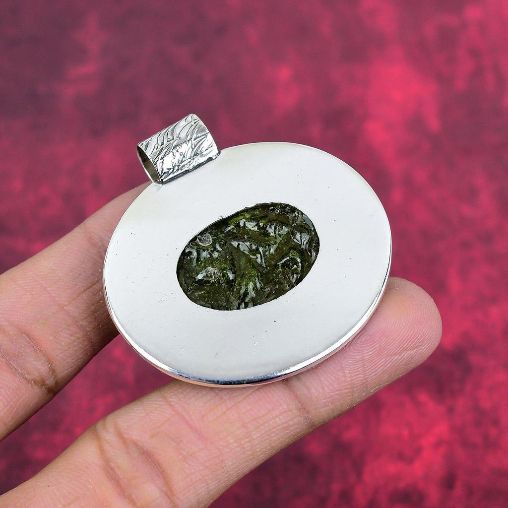 Moldavitt Anheng, 925 Solid Sterling Sølv Smykker, Edelsten Anheng, Gave Til Henne Håndlagde Delikate Smykker