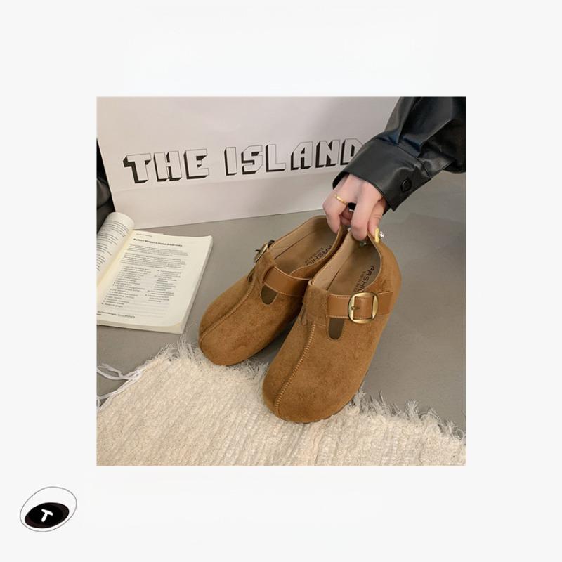 Inner heightening bag heel women's leather 2 new women's shoes belt buckle retro belt buckle single shoes