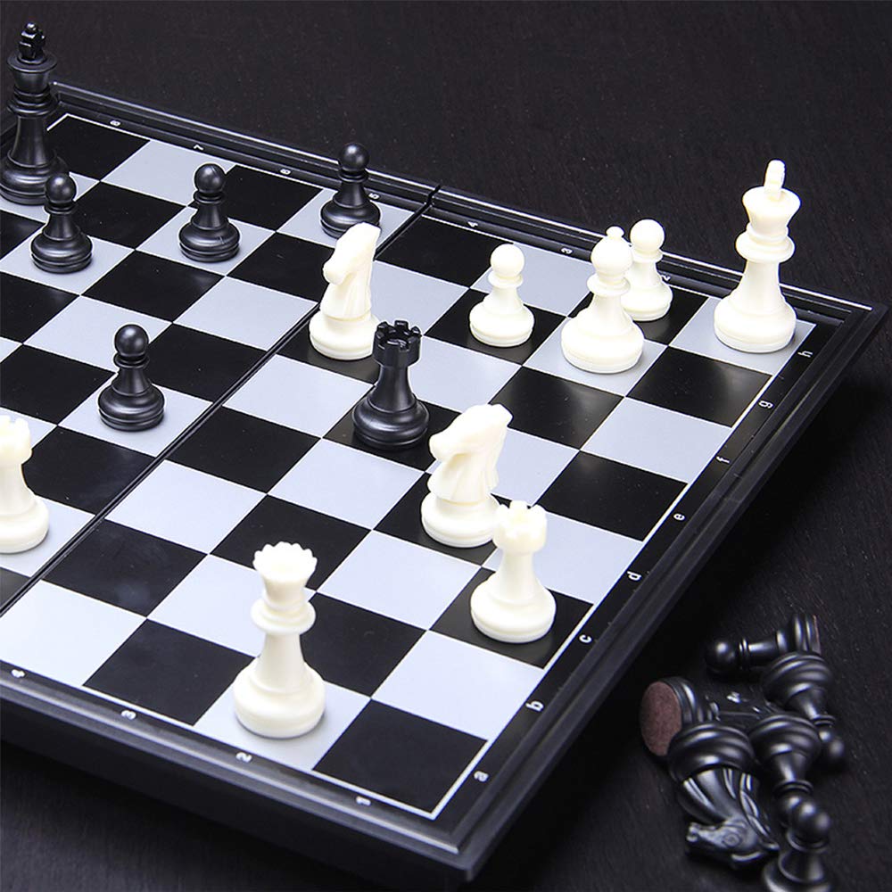 KOKOSUN Chess International Magnetic Folding Chess Black and White Convenient Storage x 32 Set, Chess, Board, Pieces, (32 cm)